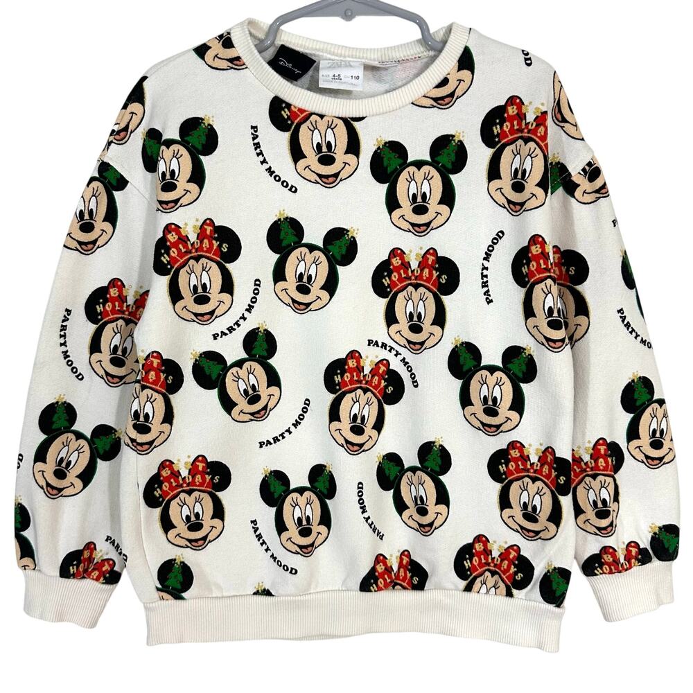 SOLD 💕Zara Disney Minnie Mouse Christmas Holiday Pullover Sweatshirt Sweater - Picture 1 of 11